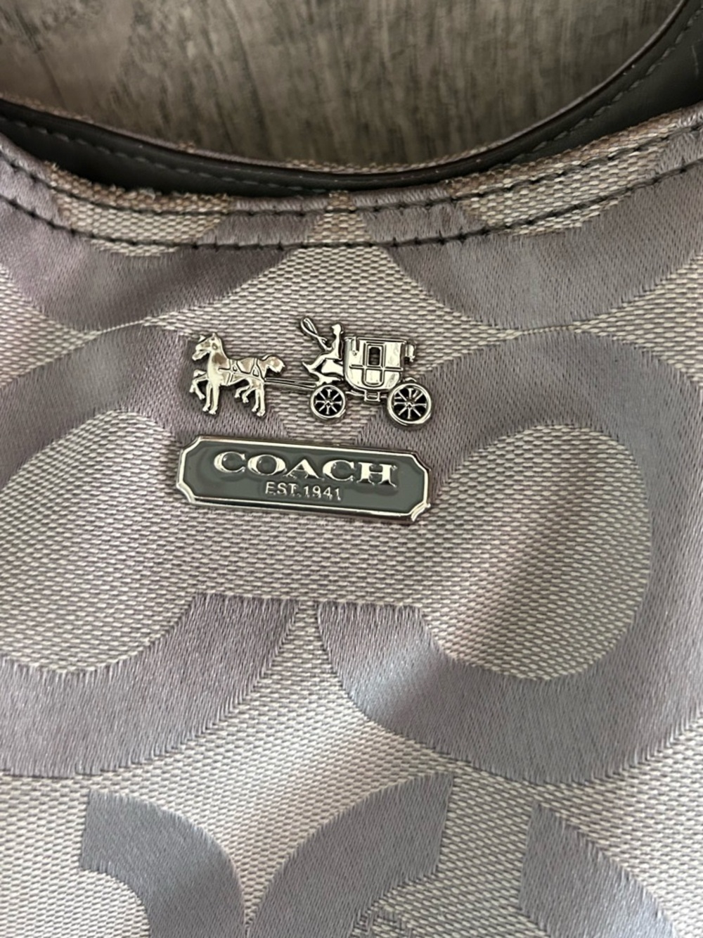 Coach Madison Op Art Hobo Shoulder Bag Silver Purple Lining - Picture 14 of 16